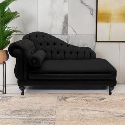 Imagem de Recamier Sofá Direito Larissa 150cm Sala Suede Preto - INCASA DECOR