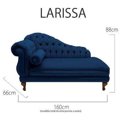 Imagem de Recamier Sofá Direito Larissa 160cm Sala Corano Azul Marinho - INCASA DECOR
