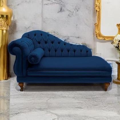 Imagem de Recamier Sofá Direito Larissa 160cm Sala Corano Azul Marinho - INCASA DECOR