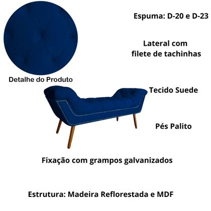 Imagem de Recamier Sofá Divã Namoradeira Sienna 160cm Queen Suede