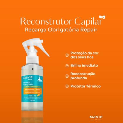 Imagem de Recarga Obrigatória Reconstrutor Capilar Repair Mavie 120ml