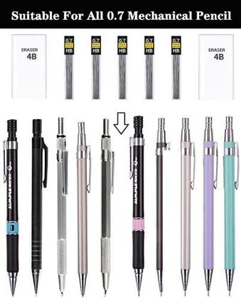 Imagem de Recargas de chumbo Lifreer 0,7 mm (1080 unidades) com 2 borrachas HB