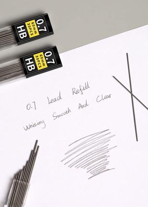 Imagem de Recargas de chumbo Lifreer 0,7 mm (1080 unidades) com 2 borrachas HB