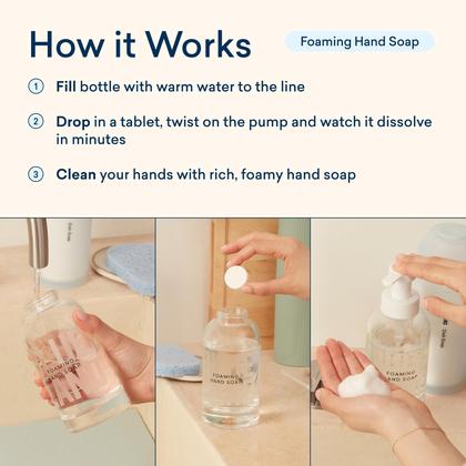 Imagem de Recargas de sabonete espumante para mãos BLUELAND, pacote com 10 comprimidos de 270 ml