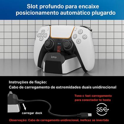 Imagem de Recarregador Duplo Play5 Usb-c 2 Portas Simultaneas