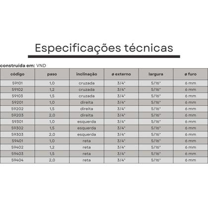 Imagem de recartilha direita 3/4 passo 1,5 mm
