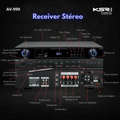 Imagem de Receiver home Amplificador Ambiente 600w ksr av999 com optico