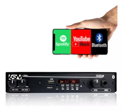Imagem de Receiver Som Ambiente Leson LSN1002BT Slim BT + 4 Arandelas Passivas 6P Redonda 55W 8R BR Orion Brancas