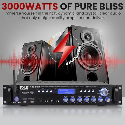 Imagem de Receptor AV Pyle P3201BT 3000W con Bluetooth, Radio FM y Streaming