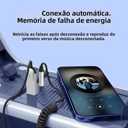 Imagem de Receptor De Áudio Bluetooth 6.0 Dongle USB Para Conector De 3.5mm Kit De Áudio Aux Para Carro Com
