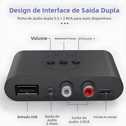 Imagem de Receptor De Áudio Bluetooth NFC Adaptador Sem Fio 3.5mm AUX RCA USB Com Microfone Para Kit De Carro