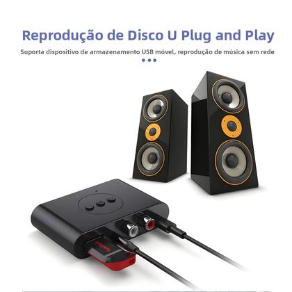 Imagem de Receptor De Áudio Bluetooth NFC Adaptador Sem Fio 3.5mm AUX RCA USB Com Microfone Para Kit De Carro