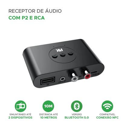 Imagem de Receptor De Áudio Usb Tipo-c Bluetooth 5.0 Nfc C/ P2 E Rca