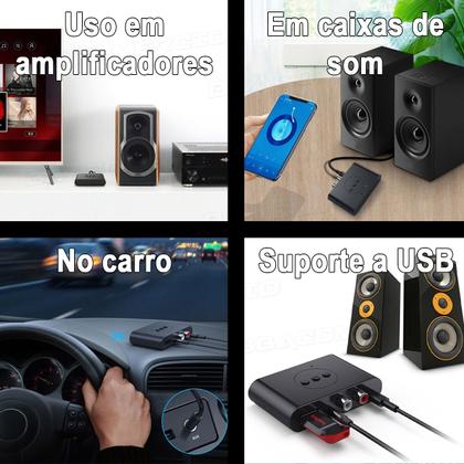 Imagem de Receptor De Áudio Usb Tipo-c Bluetooth 5.3 Nfc C/ P2 E Rca