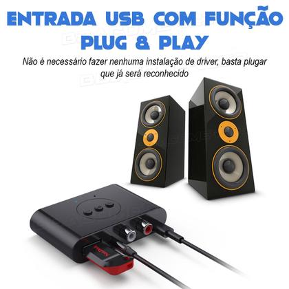 Imagem de Receptor De Áudio Usb Tipo-c Bluetooth 5.3 Nfc C/ P2 E Rca