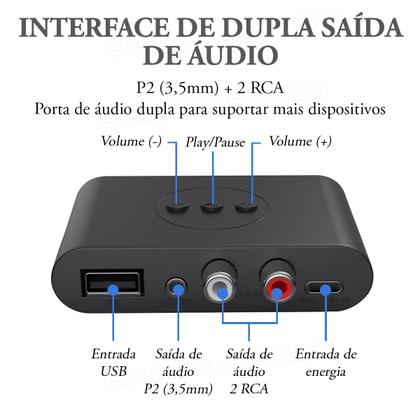 Imagem de Receptor De Áudio Usb Tipo-c Bluetooth 5.3 Nfc C/ P2 E Rca