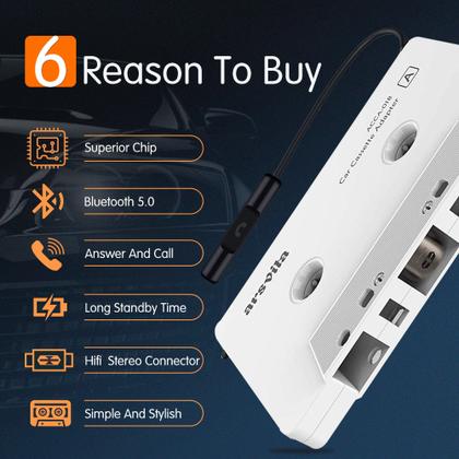 Imagem de Receptor de cassete Bluetooth Arsvita Car Audio Bluetooth 5.0