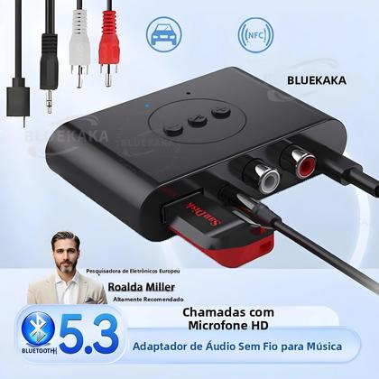Imagem de Receptor De Música Bluetooth 5.3 NFC Para Carro, Adaptador Sem Fio Com Saída Dupla USB Flash Drive E