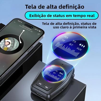Imagem de Receptor E Transmissor De Áudio Bluetooth 5.5 Adaptador Sem Fio Com Entrada AUX De 3.5MM E