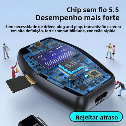 Imagem de Receptor E Transmissor De Áudio Bluetooth 5.5 Adaptador Sem Fio Com Entrada AUX De 3.5MM E