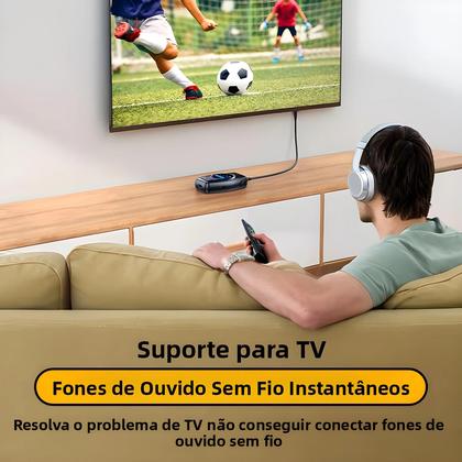 Imagem de Receptor E Transmissor De Áudio Bluetooth 5.5 Adaptador Sem Fio Com Entrada AUX De 3.5MM E