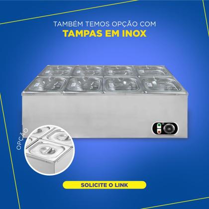 Imagem de Rechaud Banho Maria  8 Cubas 1/6 Em Inox Retangular Zprc08