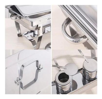 Imagem de Rechaud Duplo Retangular Inox 2 Cubas 1/2 9,5 L A Álcool