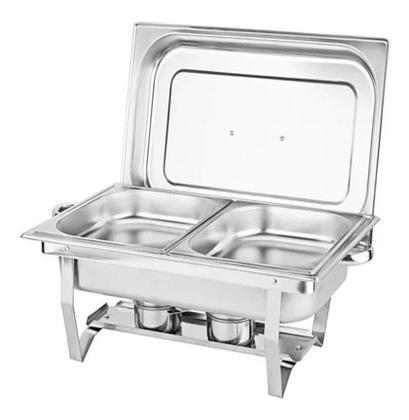 Imagem de Rechaud Duplo Retangular Inox 2 Cubas 1/2 9,5 L A Álcool