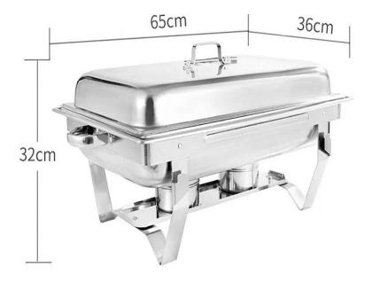 Imagem de Rechaud Duplo Retangular Inox 2 Cubas 1/2 9,5 L A Álcool