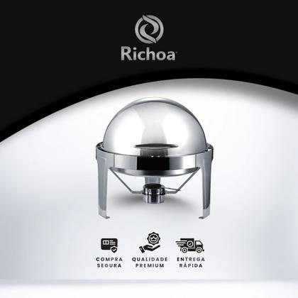 Imagem de Rechaud inox redondo 6 litros banho maria tampa giratória Basculante Richoa