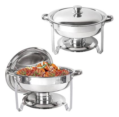 Imagem de Rechaud Redondo 4L Inox com Cuba Comida, Água e Tampa