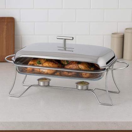 Imagem de Rechaud retangular 3l vidro com inox mimo style