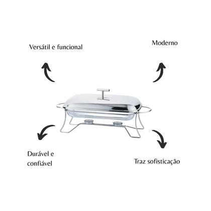 Imagem de Rechaud retangular 3l vidro com inox mimo style