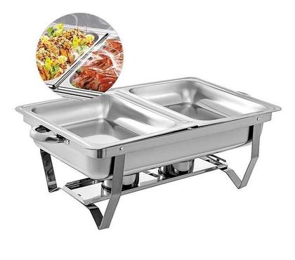 Imagem de Rechaud Retangular 9 L Com 2 Cubas 1/2 Banho Maria Revomax