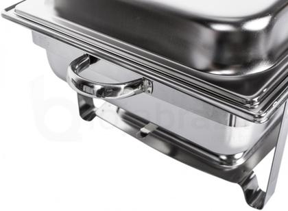 Imagem de Rechaud Retangular 9 Litros 2 Cubas Inox Tampa Removivel