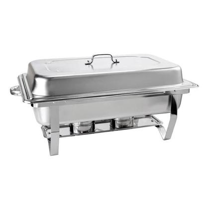 Imagem de Rechaud Retangular 9 Litros Com 2 Cubas ½ Inox 201 Panelas Buffet Banho Maria Brinovar
