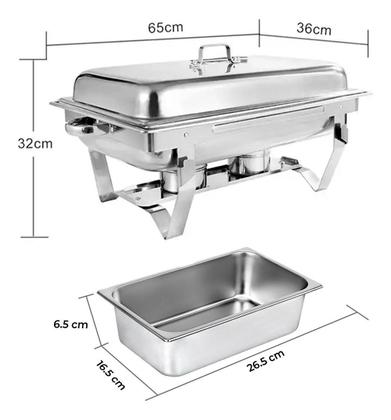 Imagem de Rechaud Retangular 9L Revomax Inox 4 Cubas Banho Maria