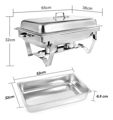 Imagem de Rechaud Retangular Aço Inox Banho Maria 1 Cuba 9L Buffet