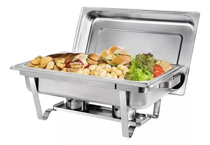 Imagem de Rechaud Retangular Aço Inox Banho Maria 1 Cuba 9L Buffet