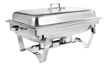 Imagem de Rechaud Retangular Aço Inox Banho Maria 3 Cubas 9L Buffet
