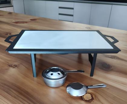 Imagem de Rechaud Retangular Chapa De Alumínio 41 x 28cm Ravinox