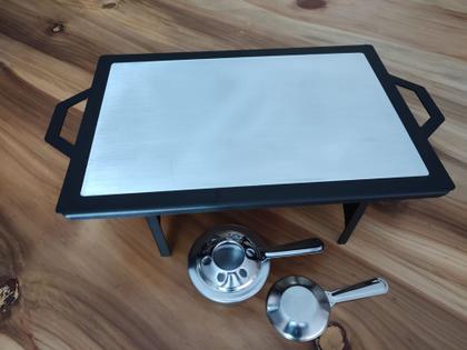 Imagem de Rechaud Retangular Chapa De Alumínio 41 x 28cm Ravinox