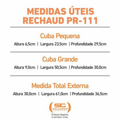 Imagem de Rechaud Retangular Duas Cubas GN em Aço Inox PR-111 - Progás