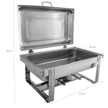 Imagem de Rechaud Retangular Duplo 8L com 2 Cubas 1/2 Banho Maria Aço Inox Savoy Brinox