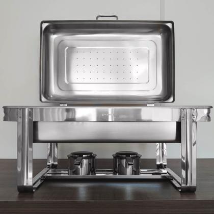 Imagem de Rechaud Retangular Duplo 8L com 2 Cubas 1/2 Banho Maria Aço Inox Savoy Brinox