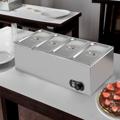 Imagem de Rechaud Retangular Em Aço Inox 4 Cubas 1/3 Gourmet Zprc04