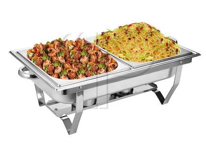 Imagem de Rechaud Retangular Inox 9 L 2 Cubas 1/2x65mm Tampa Removível