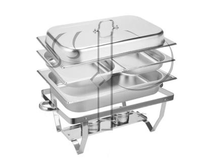 Imagem de Rechaud Retangular Inox 9 L 2 Cubas 1/2x65mm Tampa Removível