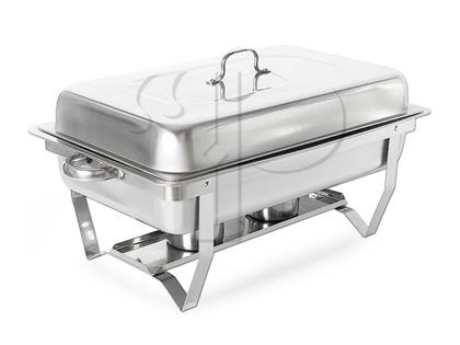 Imagem de Rechaud Retangular Inox 9 L 2 Cubas 1/2x65mm Tampa Removível