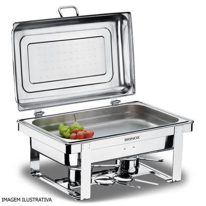 Imagem de Rechaud Retangular Savoy Brinox com Banho Maria Cuba 1/2